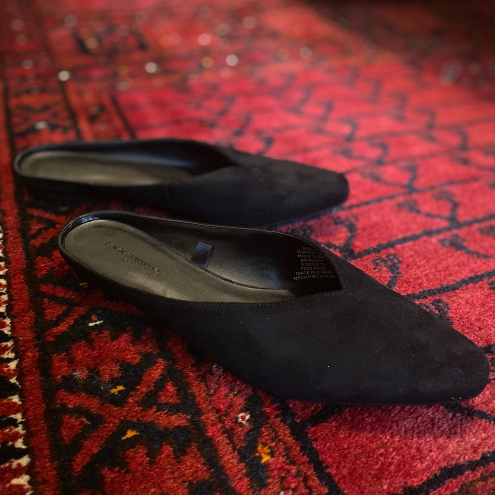 Banana Republic Black Suede Slide Mules